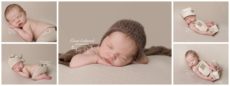 Carrie Edwards Photography, Evergreen Newborn Photographer, baby pictures, baby boy brown hat, 