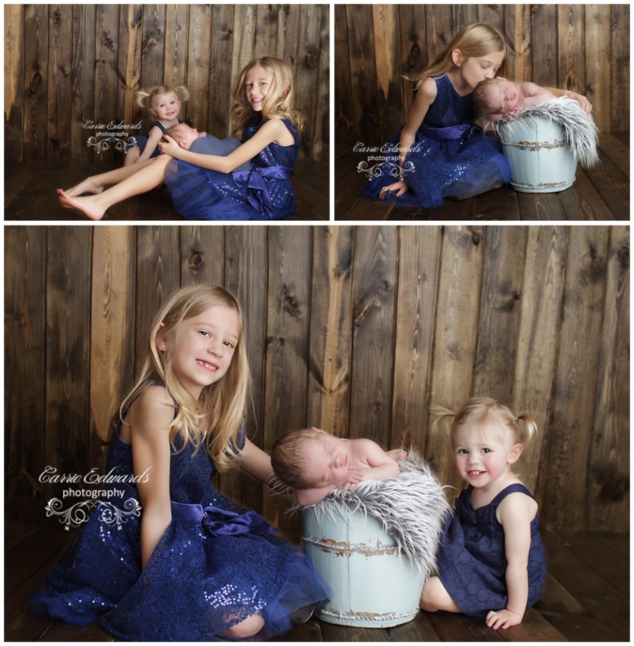 Evergreen Newborn Photographer, baby pictures, baby boy in bucket, sibling pictures,