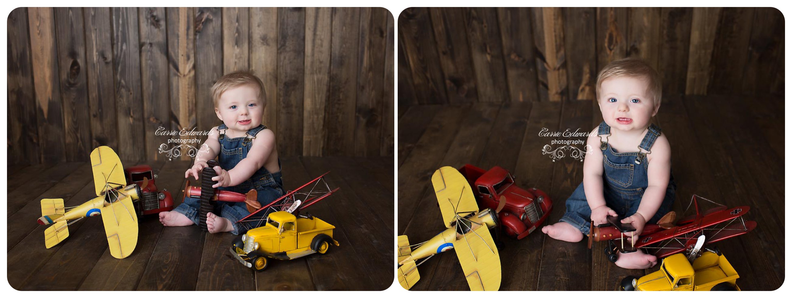Evergreen Newborn Photographer, Toddler Session, 6 Month Session, Milestone Session, Baby Boy, Cute Baby Boy, Carrie Edwards Photography, Baby with overhauls, Baby with airplanes, airplane theme