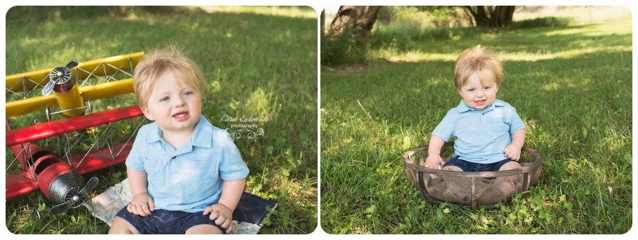 Boy 1 year Session, Airplanes, bowls