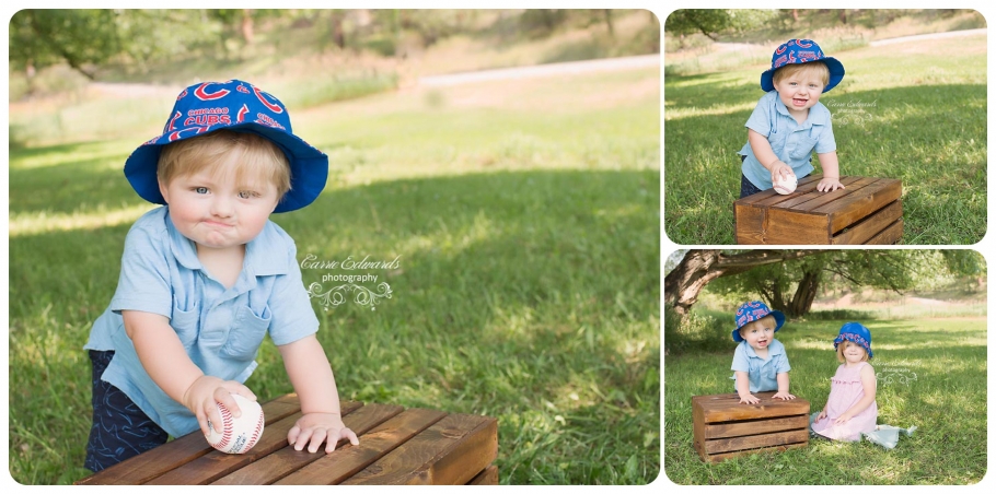 Boy milestone Session, Blue, Cubs, Siblings , 1 yr Session